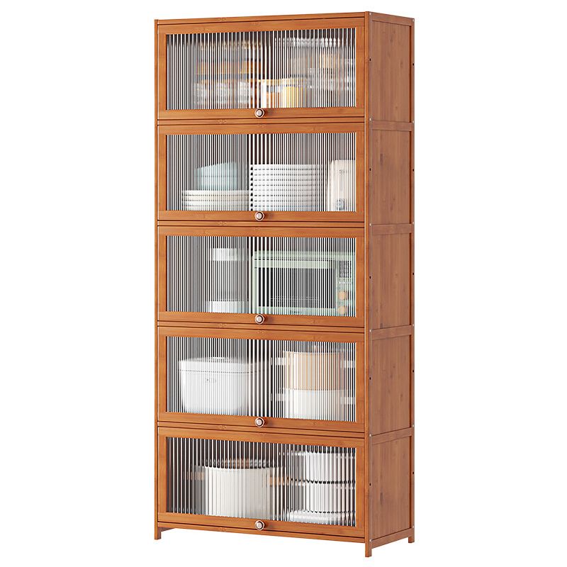 Brown Bamboo Kitchen Server Glam Dining Server for Living Room