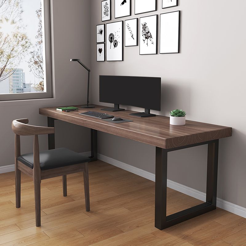 Contemporary Pine Wood Writing Desk Bedroom Office Desk with Black Legs