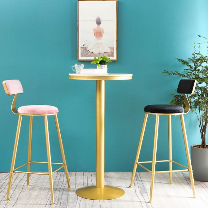 Glam Round Faux Marble Bistro Table Indoor Gold Iron Bar eettafel met enkel voetstuk