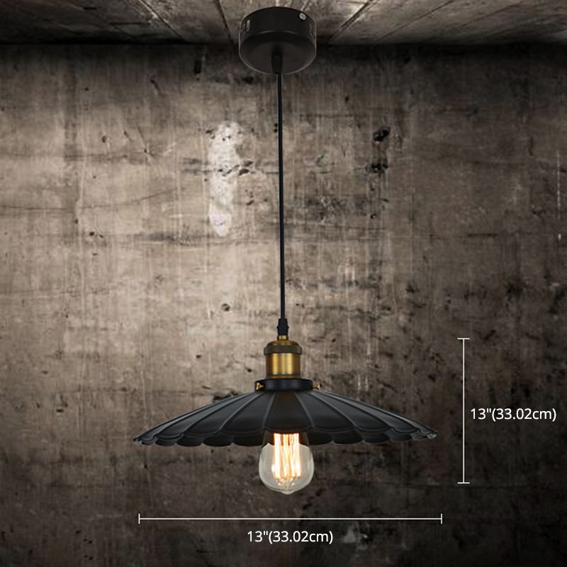 Industrial-Style Iron Pendant Light Scalloped One Light Pendant Cafe Theme Restaurant