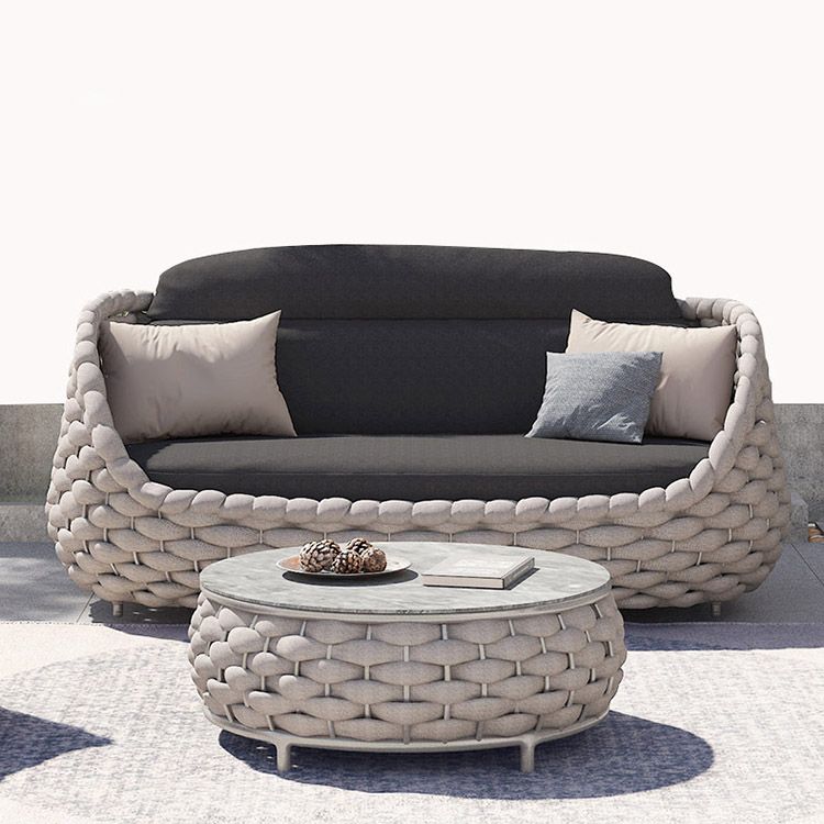 Wicker Patio Sofa Tropical Water Resistant Outdoor Patio Sofa with Cushions