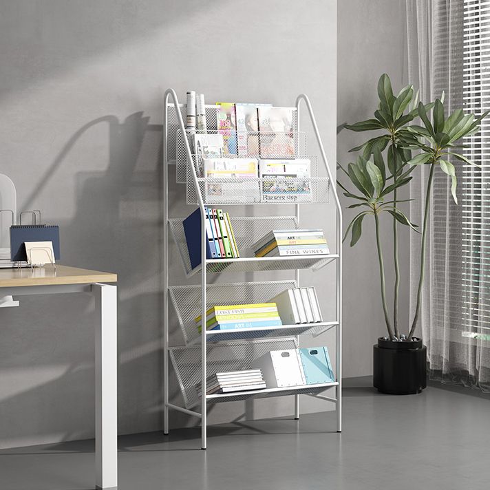 Contemporary Metal Ladder Bookshelf Closed Back Vertical Iron Bookcase