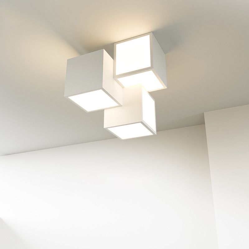 Square Shape Flush Mount Modern Style Acrylic 1 Light Flush Light in White/Black