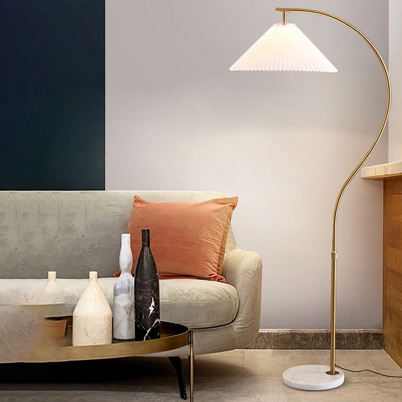 Fabric Cone Shape Floor Light Simple Style Floor Lamp for Living Room