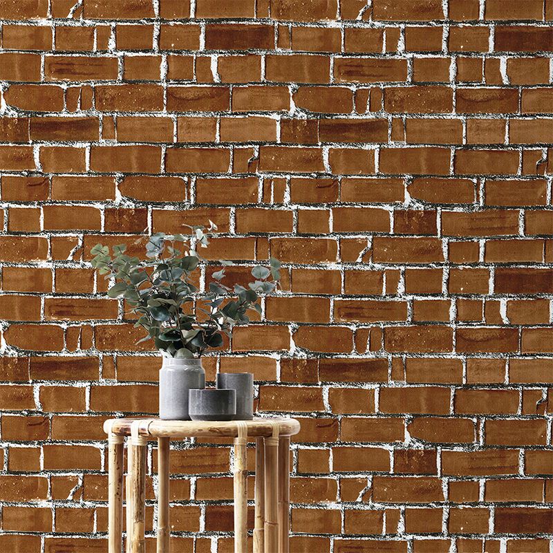 Industrial Brick Look Wallpaper Roll Red Brown Peel and Stick Wall Covering for Home