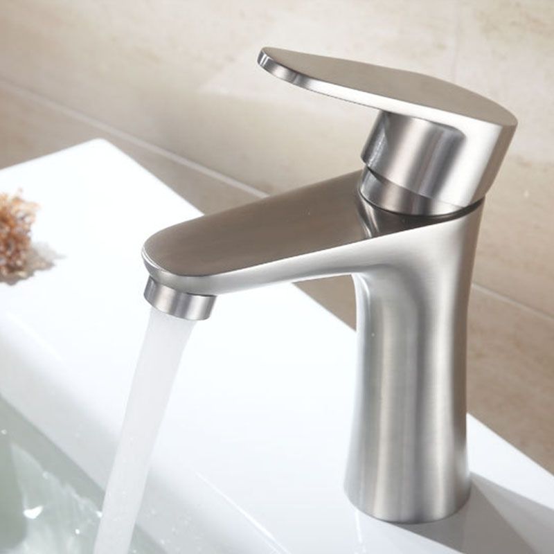 Contemporary Stainless Steel Vessel Faucet Lever Handles Low Arc Vessel Faucet