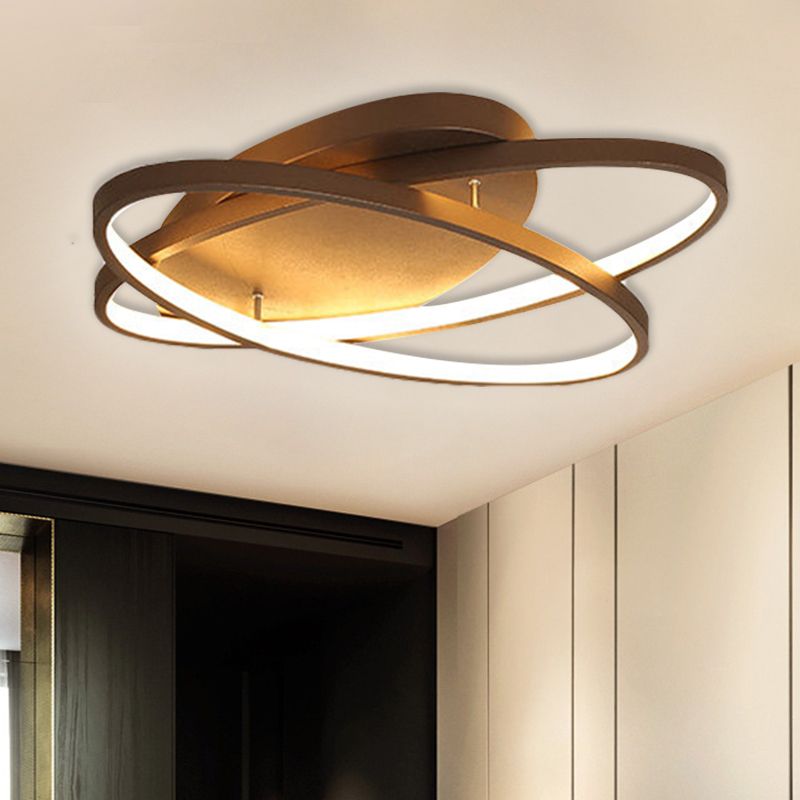 Oval Metallic Ceiling Lighting Modern Black and Gold LED Flush Mount Light for Living Room