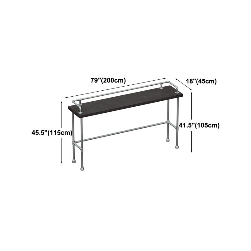 Industrial Wood Pub Table with Rectangle Table Top Silver Trestle Table - 42" H