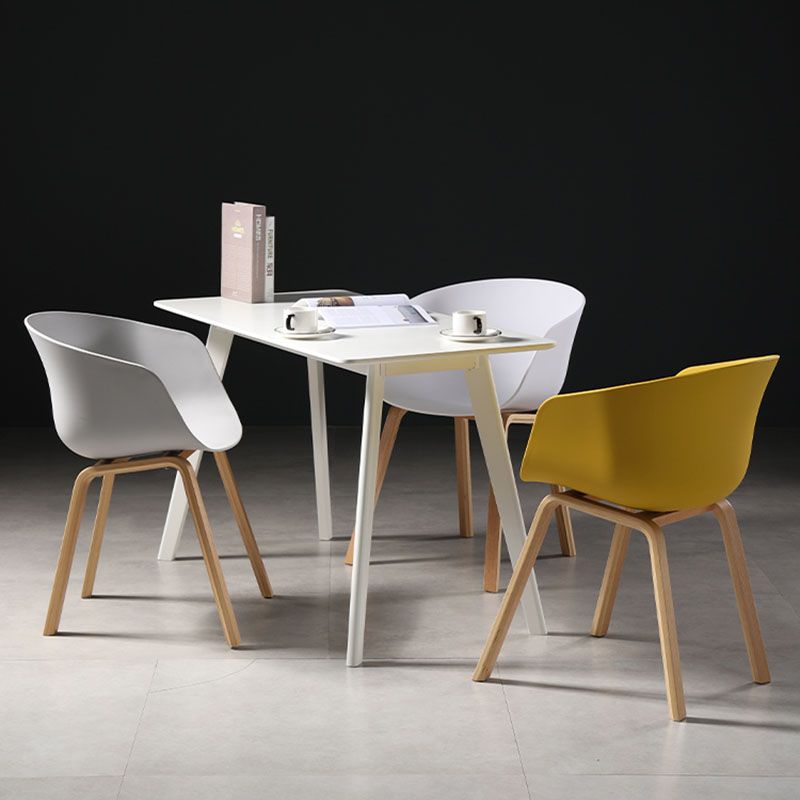 Contemporary Style Dining Chair Arm Side Chairs with Wooden Legs