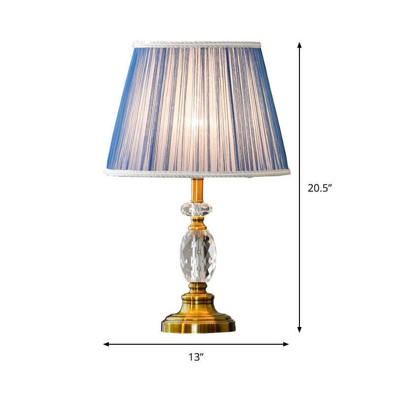 Cone Faceted Crystal Night Light Modernism 1-Bulb Blue Table Lighting with Faux-Braided Detailing