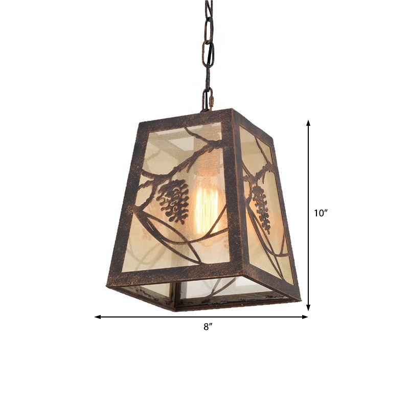 1 licht trapeziumvormige hanglampverlichting industrieel bronzen metaalhangend plafondlicht met stofschaduw