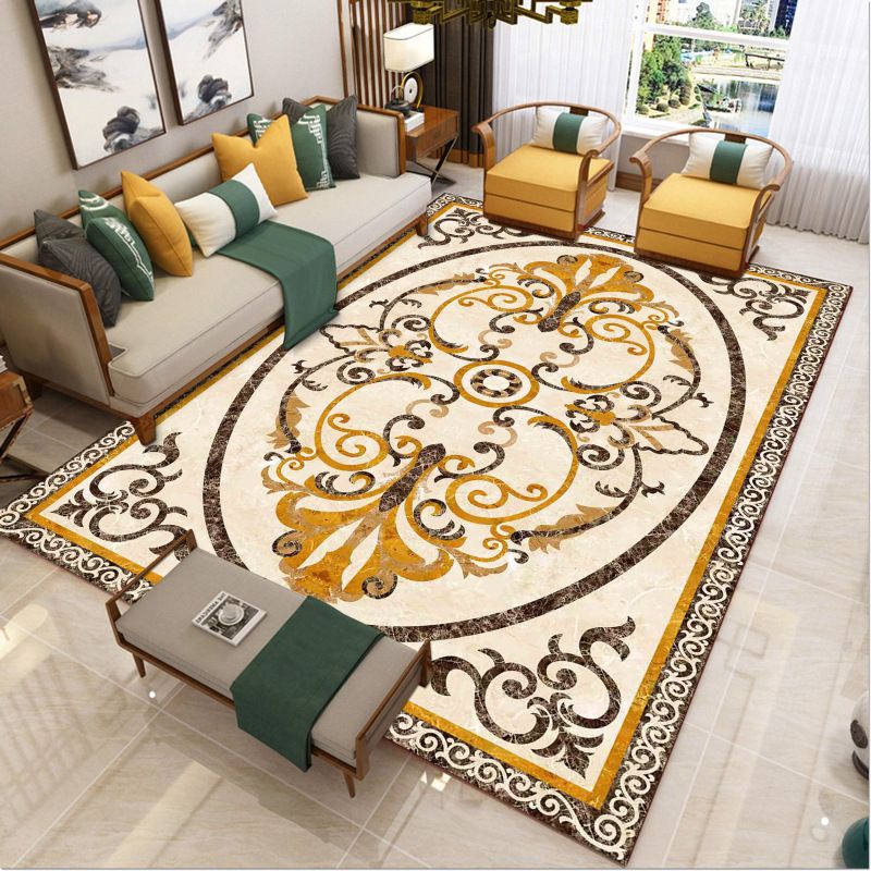 Luxury Southwestern Rug Multicolor Flower Printed Carpet Pet Friendly Easy Care Washable Rug for Parlor