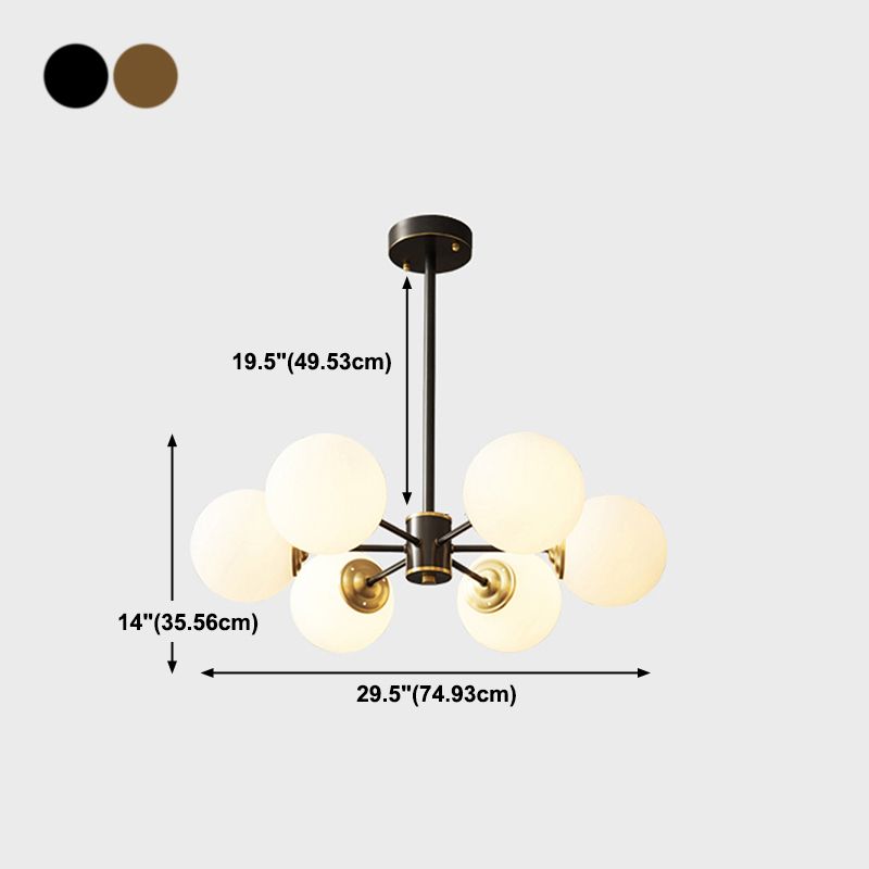 Nordic Brass Chandelier Globe Multi Light Chandelier Pendant with Glass for Living Room