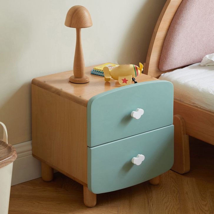 Youth Nightstand Manufactured Wood with 2 Drawers Neutral Kids Bedside Table