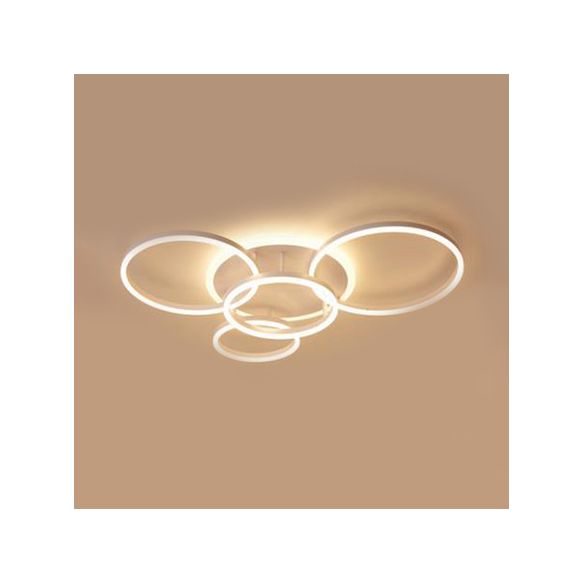 Acrylic Halo-Like Ring Flush Ceiling Light Simple LED 2/3/5 Lights White Flush Mount Ceiling Light Fixture in Warm/White Light