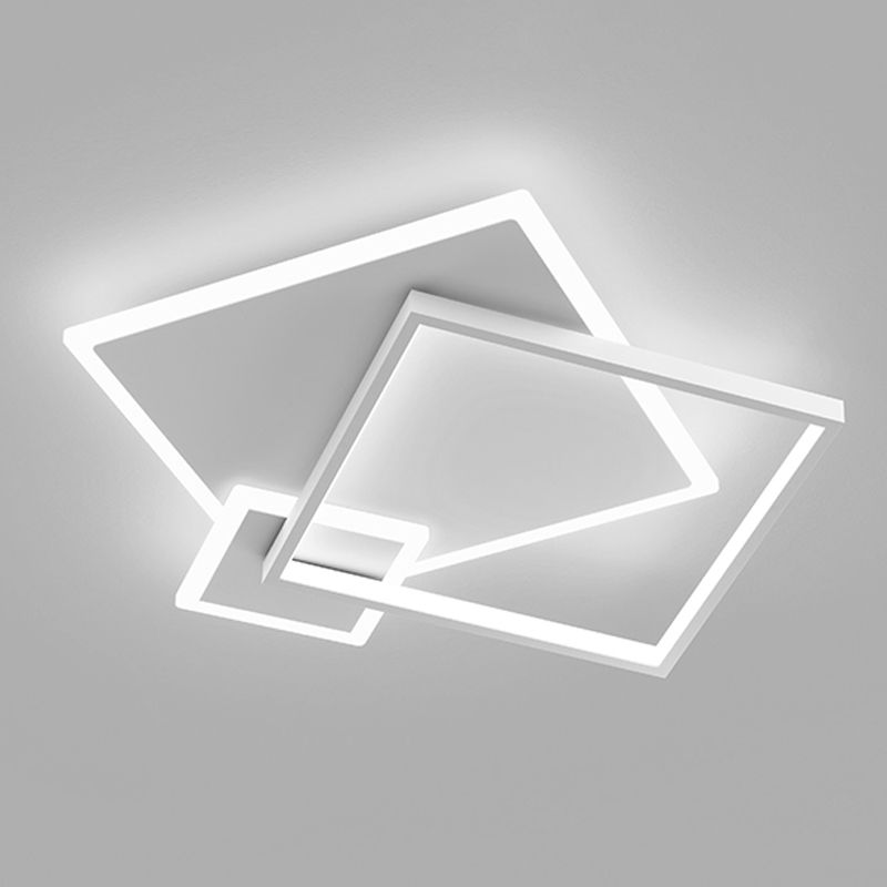 Square 3 - Light LED Ceiling Mount in Matte White Iron and Acrylic Flush