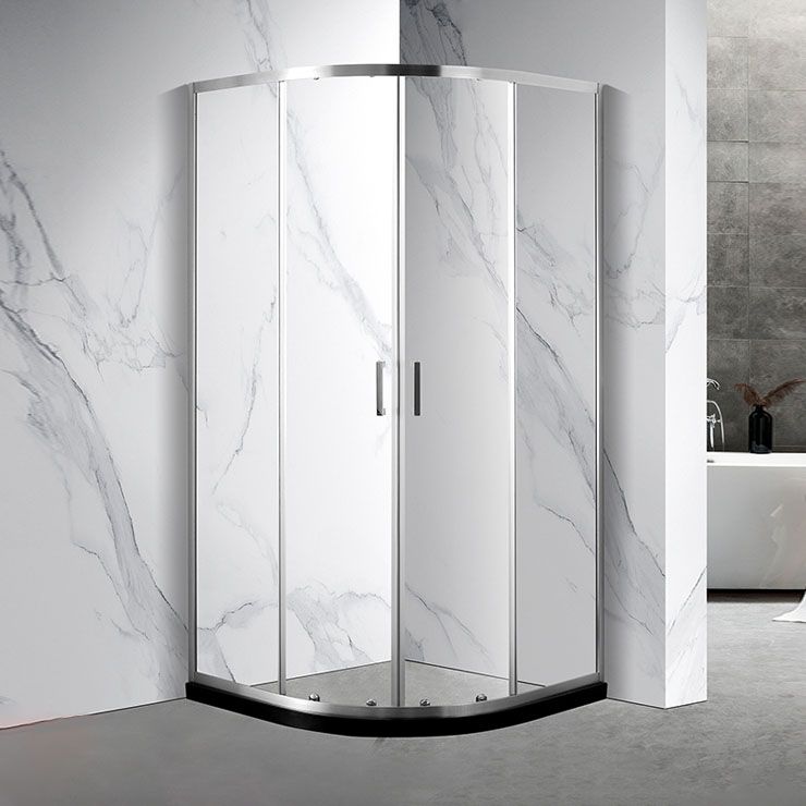 Bathroom Shower Enclosure Clear Glass Gray Corner Shower Stall