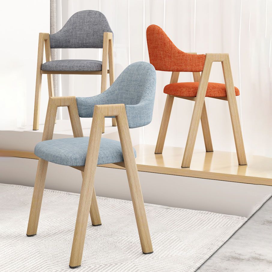 Modern Fabric Dining Chair with Arms Matte Finish Open Back Side Chair