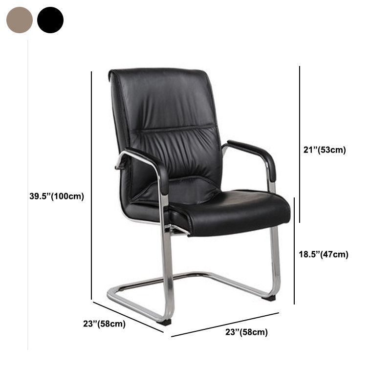 Fixed Padded Arms Office Chair Silver Frame Mid Back Home Office Chair