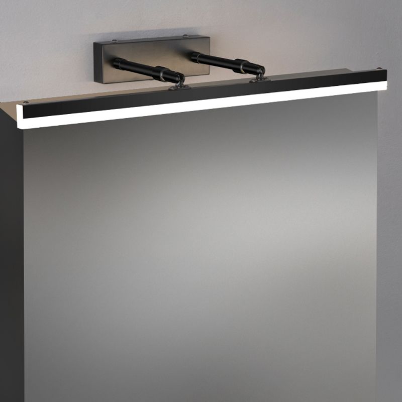 Lámpara de pared recta de metal Estilo nórdico Luz de espejo LED negro para el baño