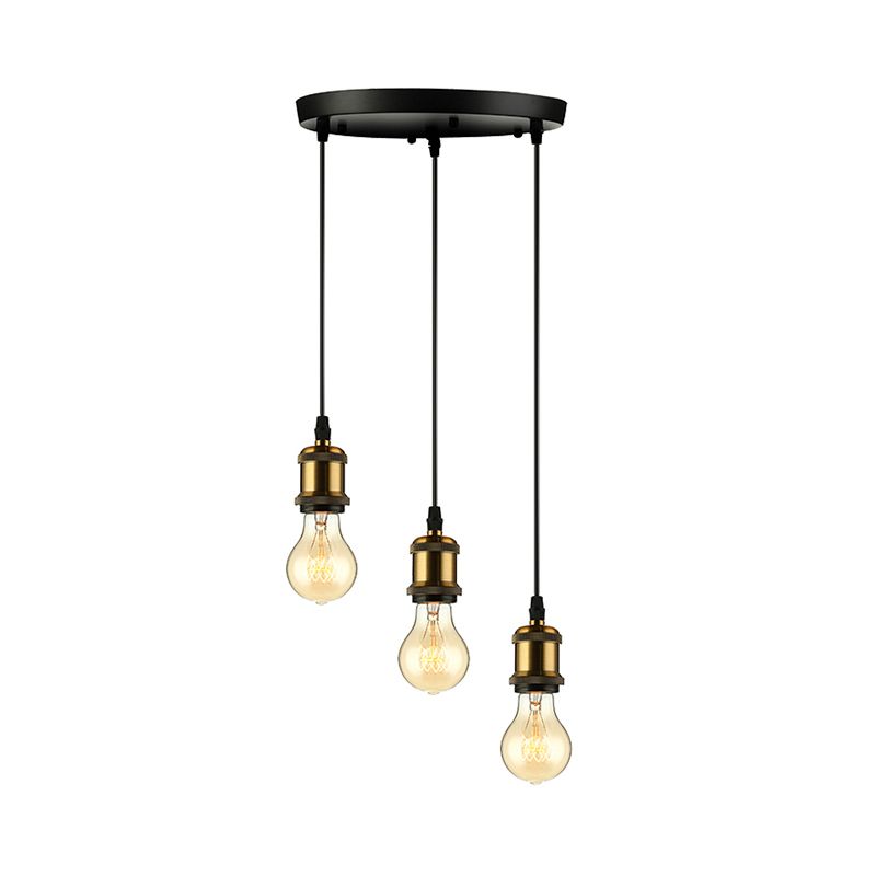 3/5 luci espongono la spia a sospensione con soffitto in lampadina con dispositivo a soffitto di finitura vintage a cavo regolabile, baldacchino rotondo/lineare