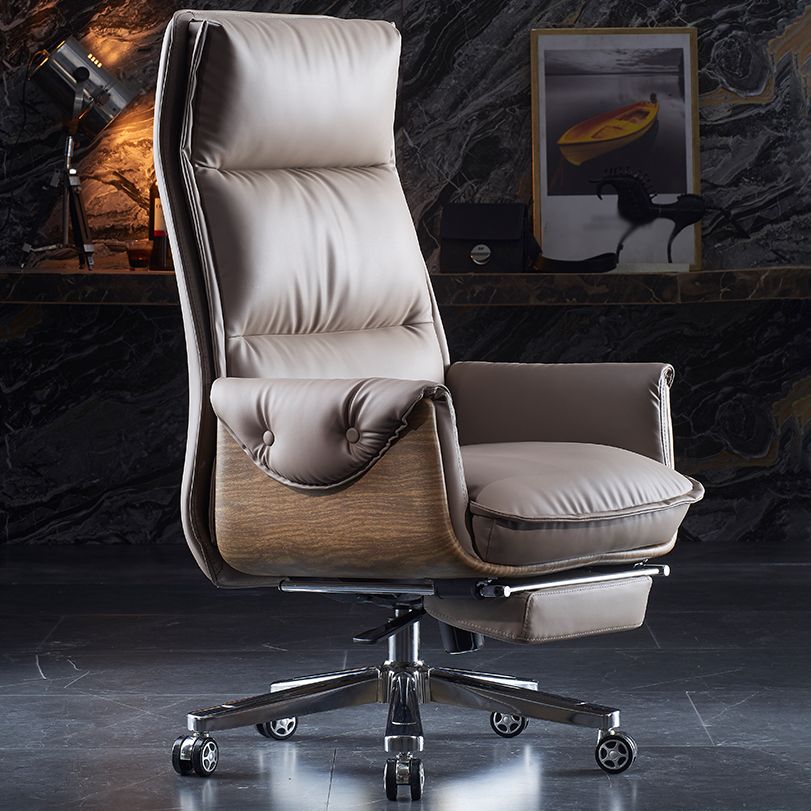 Executive Ergonomic Desk Chair with Padded Arms Chrome Metal Modern Task Chair with Wheels