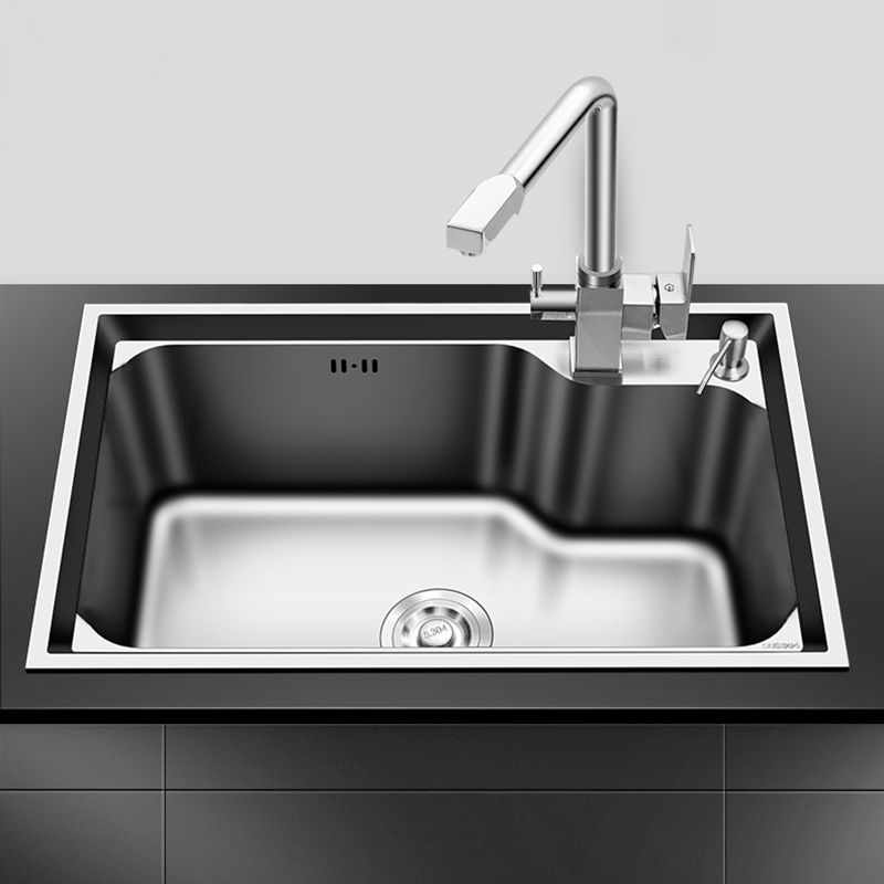 Modern Kitchen Sink Stainless Steel with Basket Strainer and Faucet Workstation Sink