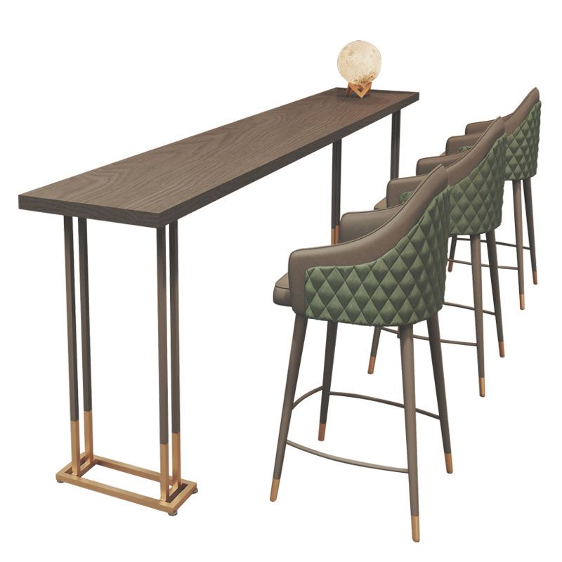 Glam Style Rectangle Bar Table Solid Wood Bar-Height Bistro Pub Table