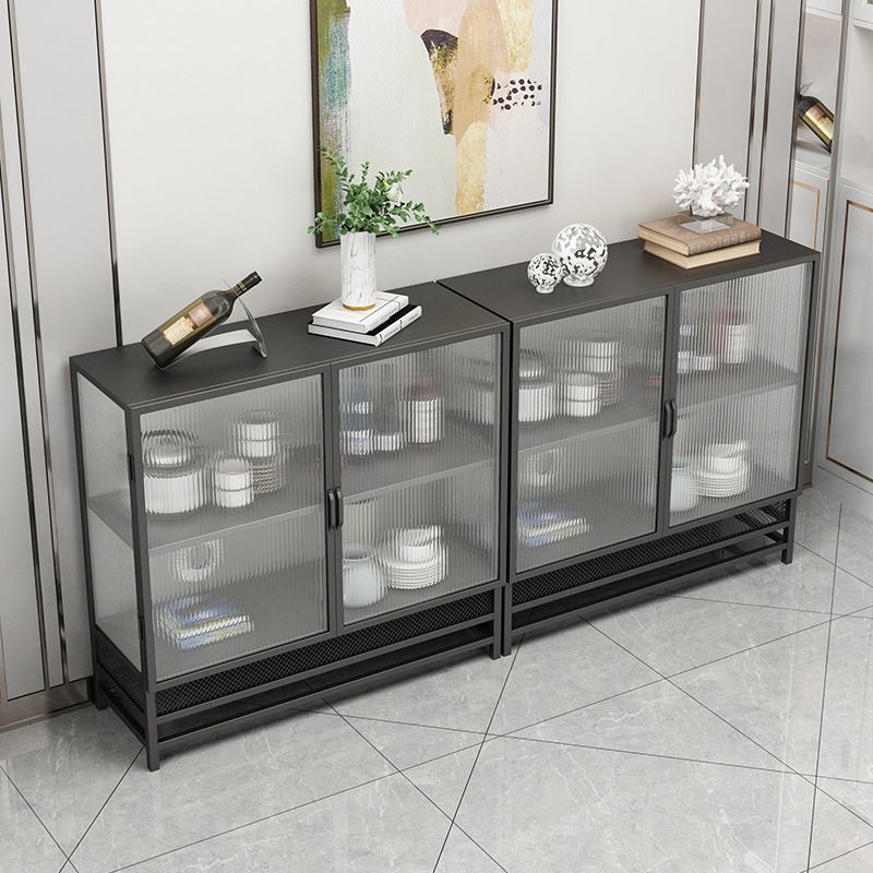 Glam Metal Curio Cabinet Glass Doors Display Cabinet for Living Room