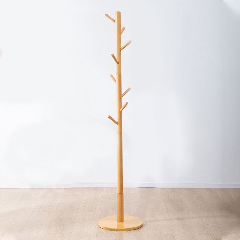 Modern Coat Hanger Wood Hall Tree Free Standing Coat Rack with Hooks