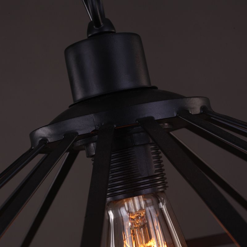 Yurt Hemp Rope Hanging Lamp Vintage Single-Bulb Restaurant Lighting Pendant in Black