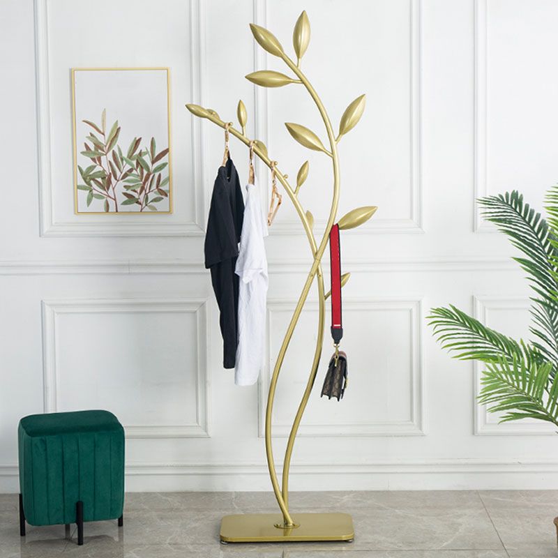 Modern Hall Tree Metal Entry Hall Tree with Hooks Coat Hanger