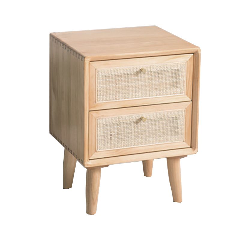 Modern Bed Nightstand Solid Wood Bedside Cabinet with 2 Drawers