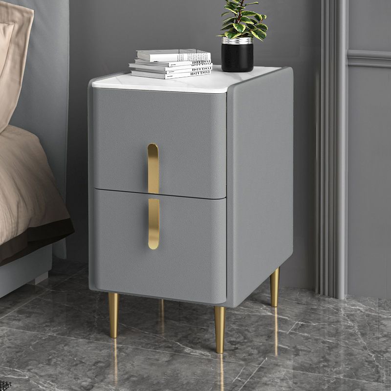 19.69" Tall 2-Drawer Stone Night Table Legs Included Solid Wood Bedside Cabinet