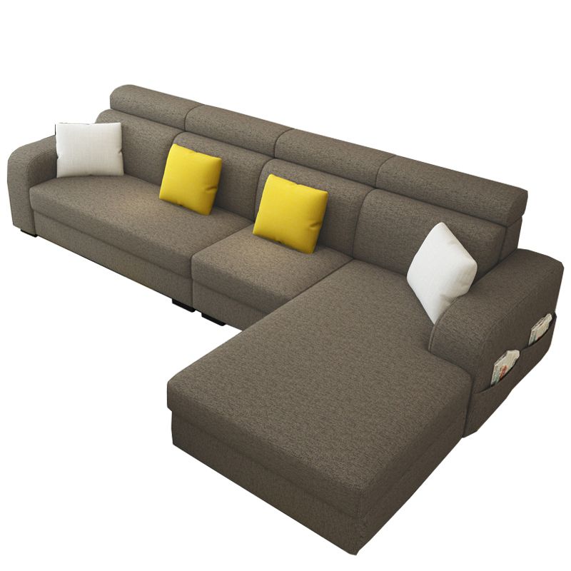 126"L √ó 71"W √ó35.5"H Linen Blend Square Arm Sofa Slipcovered Sectionals with Storage