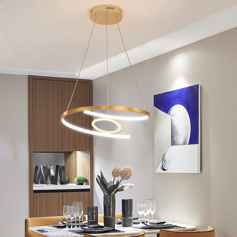 18"/23.5" Wide Twist Chandelier Lamp Modern Acrylic LED Gold Hanging Pendant Lamp in White/Warm Light for Living Room