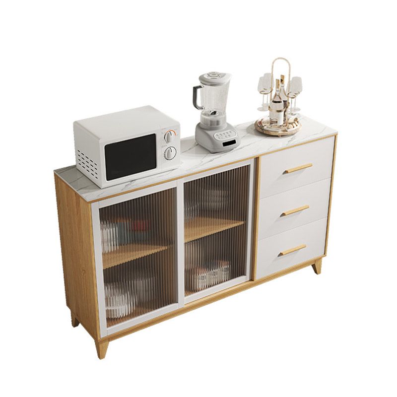 Modern Style Sideboard Engineered Wood Sideboard with Glass Door