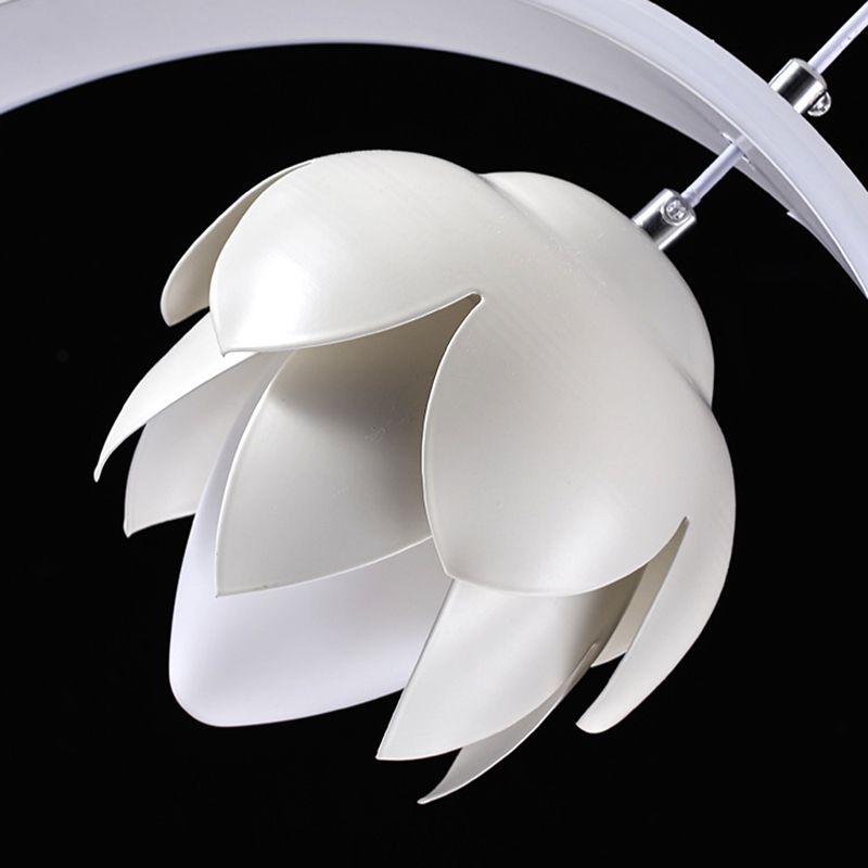 Modern Stylish Lotus Hanging Pendant Acrylic Dining Room LED Chandelier Lamp in White