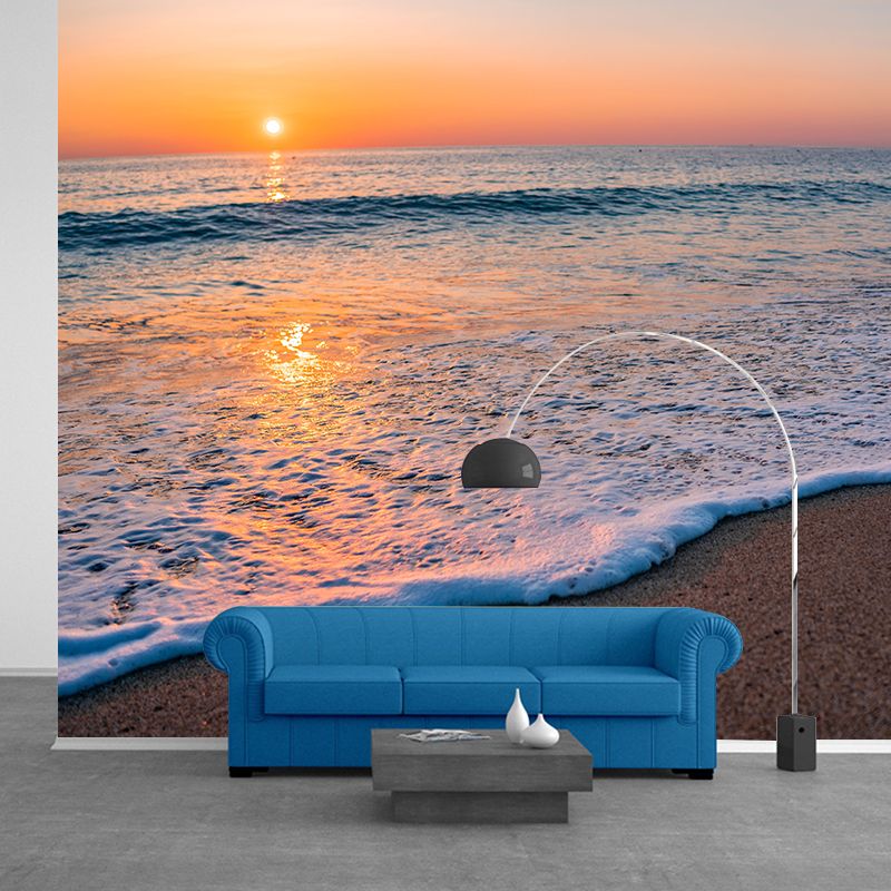 Sandy Beach Coast Wallpaper Mural Contemporary Wall Covering for Sleeping Room