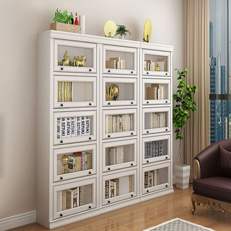 Contemporary Wooden Shelf Bookcase Pure White Standard Shelf for Study Room