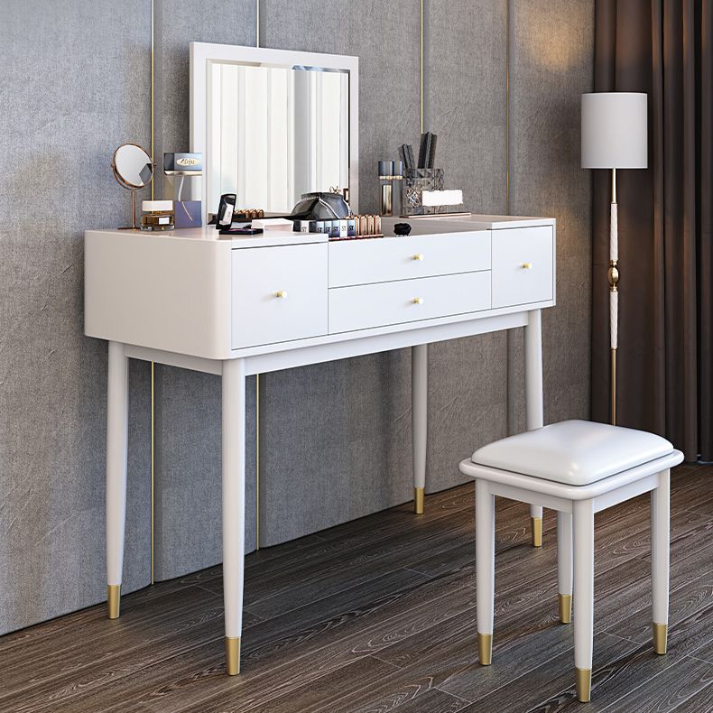 Glam Bedroom Makeup Vanity Desk Mirror White Vanity Dressing Table with Drawer