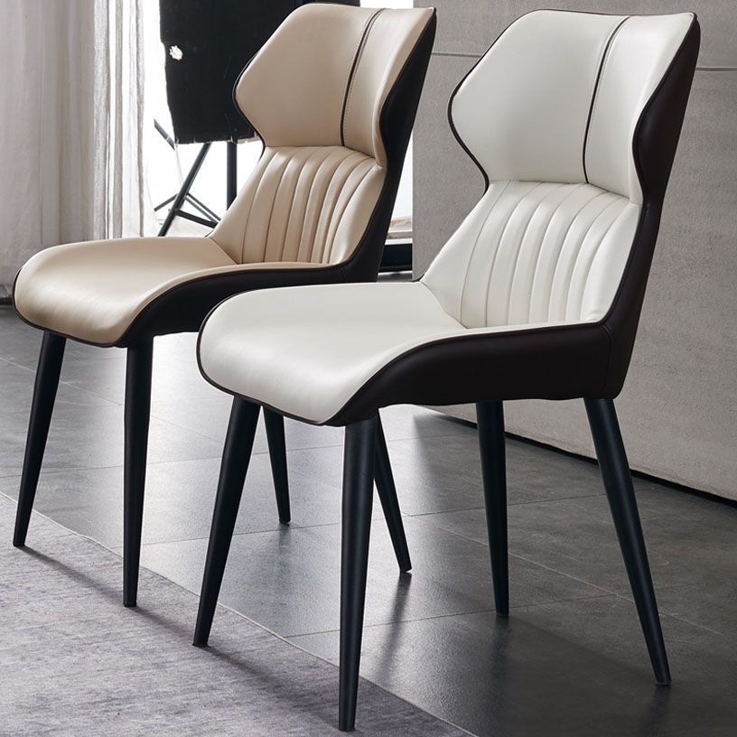 PU Leather Upholstered Dining Chair Contemporary Wingback Side Chair