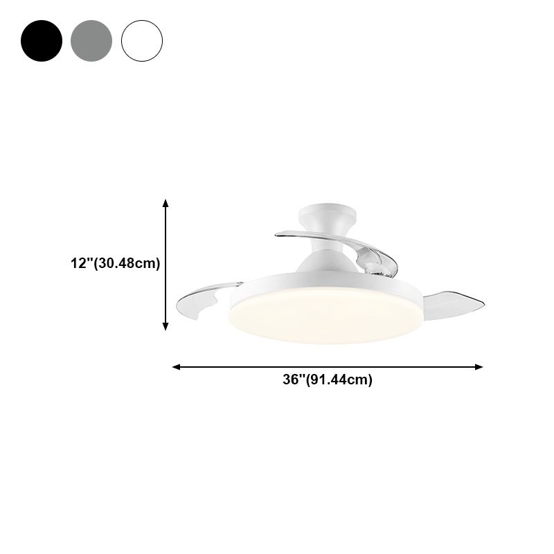 Invisible Blades Fan Light Fixture Modern Living Room Semi Flush Mount LED Ceiling Light