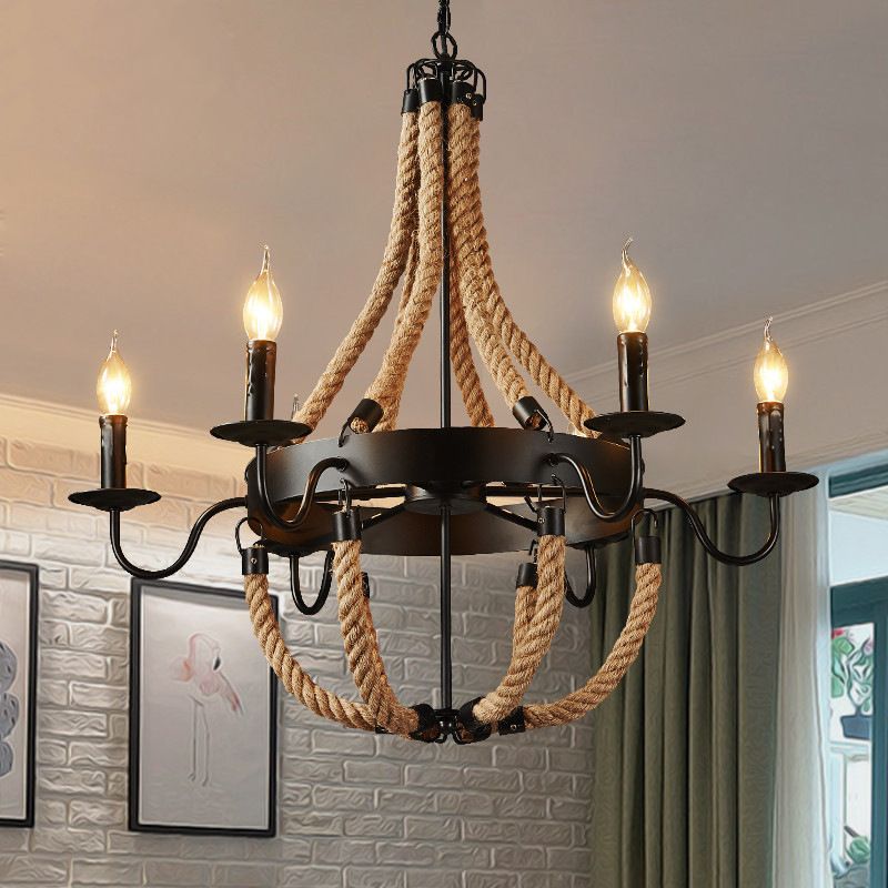 Circular Metal Ring Industrial Chandelier Lighting Fixtures Multi Lights Pendant Lamp Light