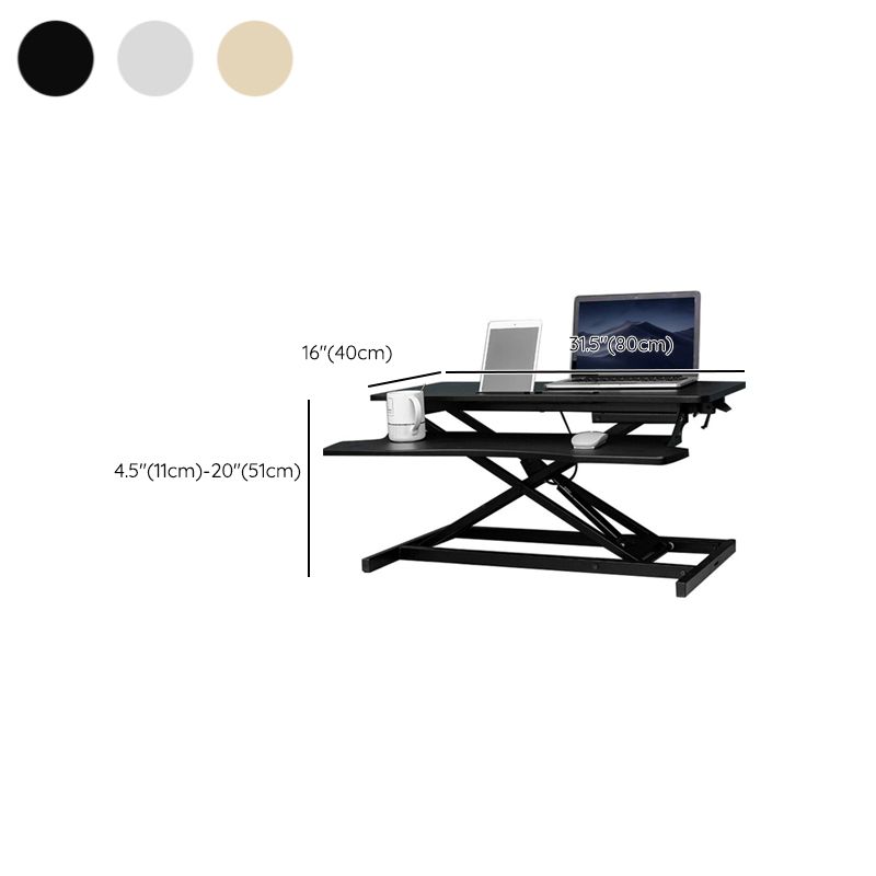 Rectangular Shaped Folding Standing Desk Converter Wood with Metal Base