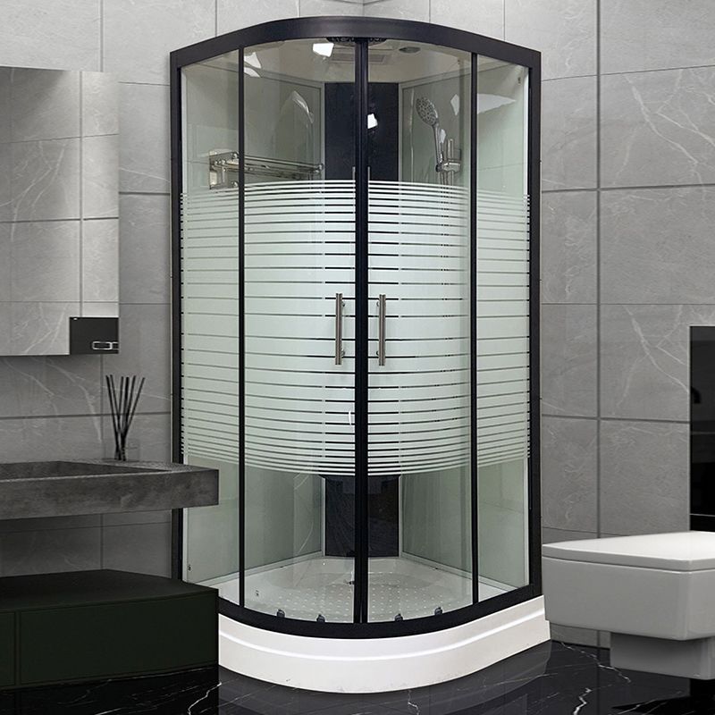 Round Shower Stall Corner Double Sliding Tempered Glass Shower Stall