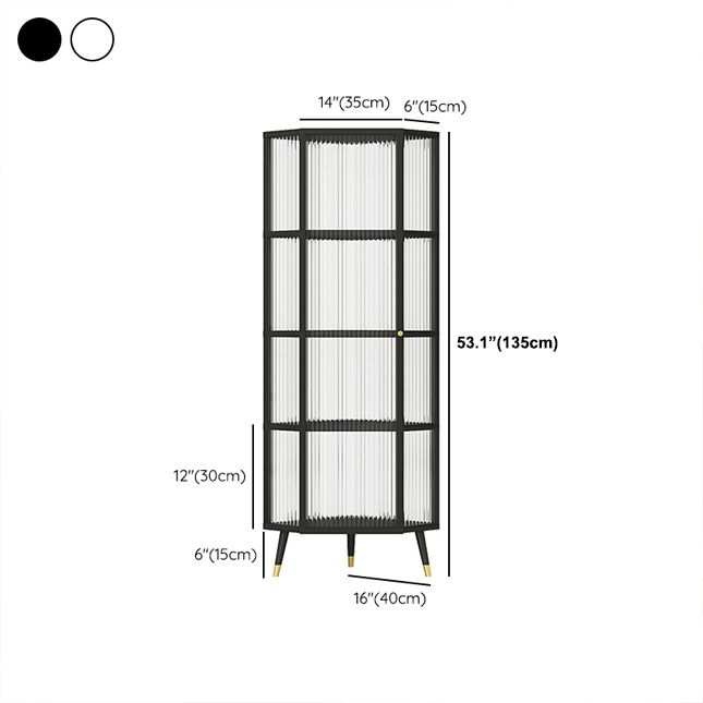 Industrial Curio Cabinet Metal Glass Doors Display Cabinet with Legs for Living Room