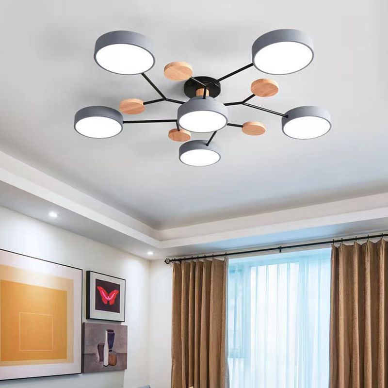 Nordic Style Ceiling Lighting Metal Semi Flush Mount for Living Room