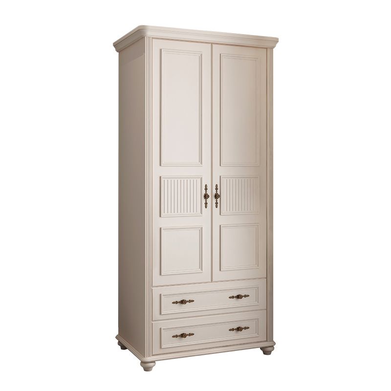 White Wooden Coat Locker Modern Glossy Kids Closet with 2-Drawer