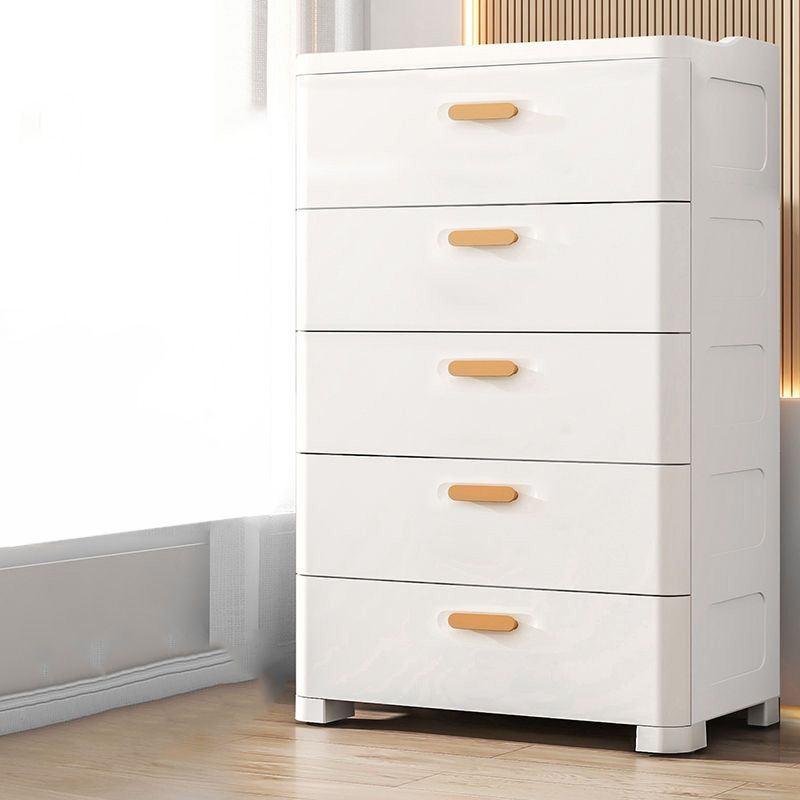 Modern Plastic Vertical Kids Nightstand with 5 Drawers for Home